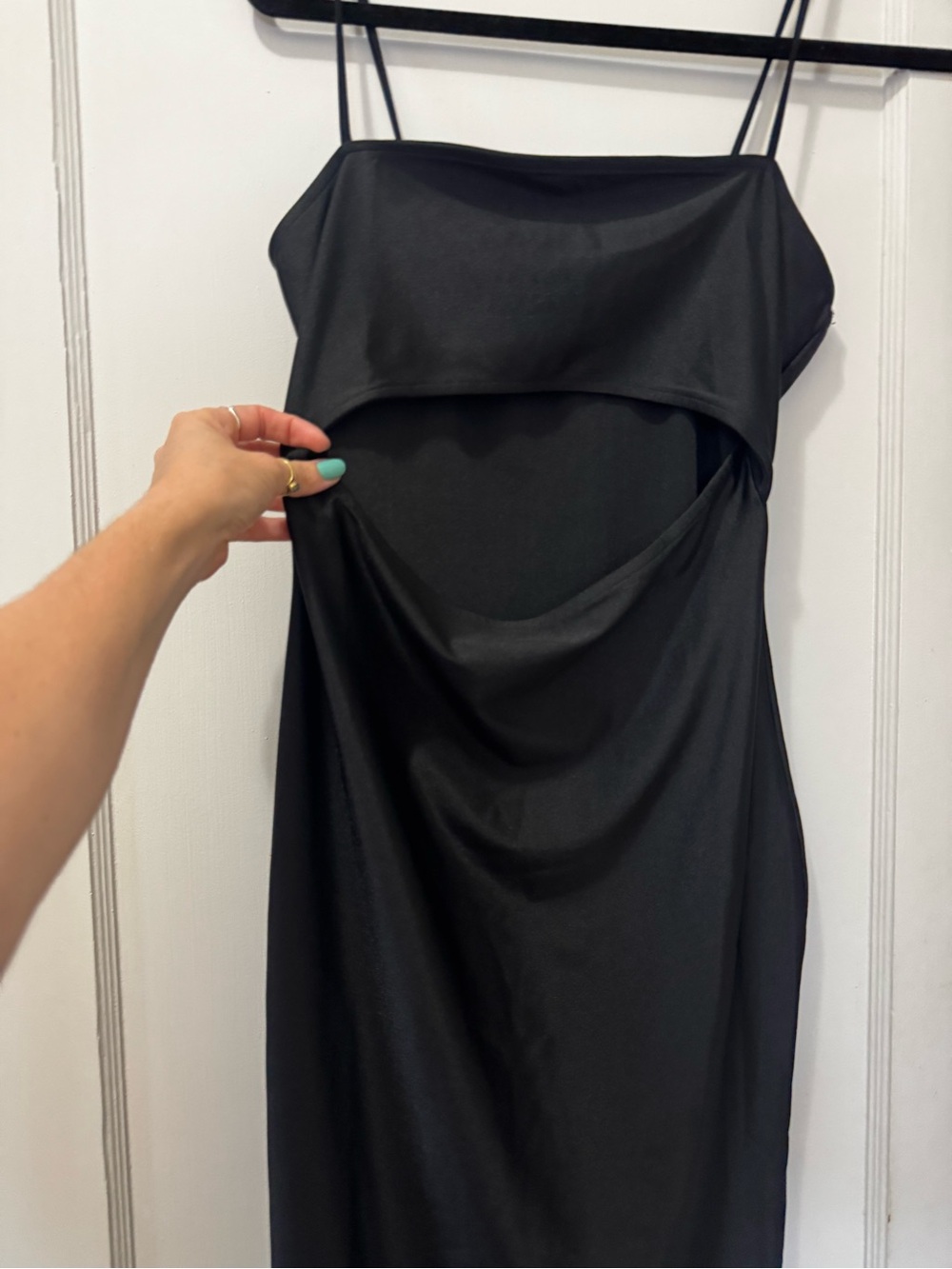 Women's Black Strapless Cutout Slip Dress